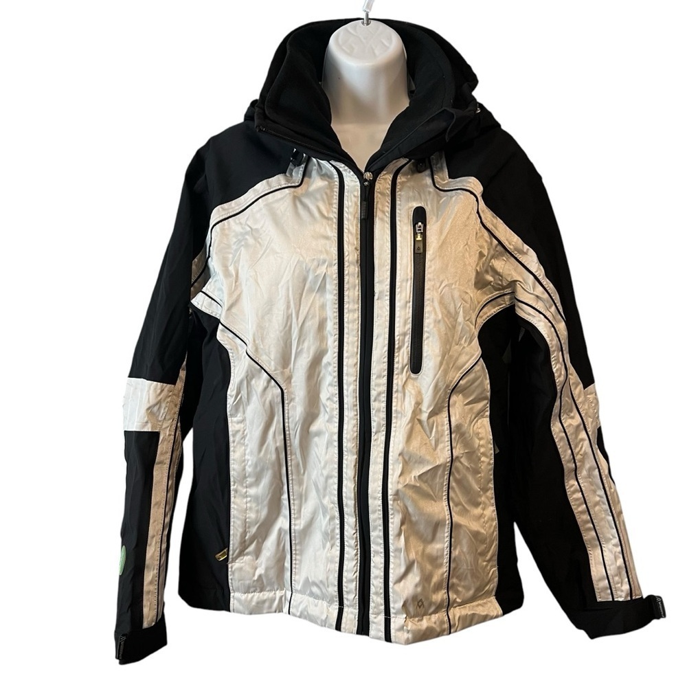 Volkl Nano Ski Snowboarding Hooded Jacket Coat Womens Us 8 Silver Black